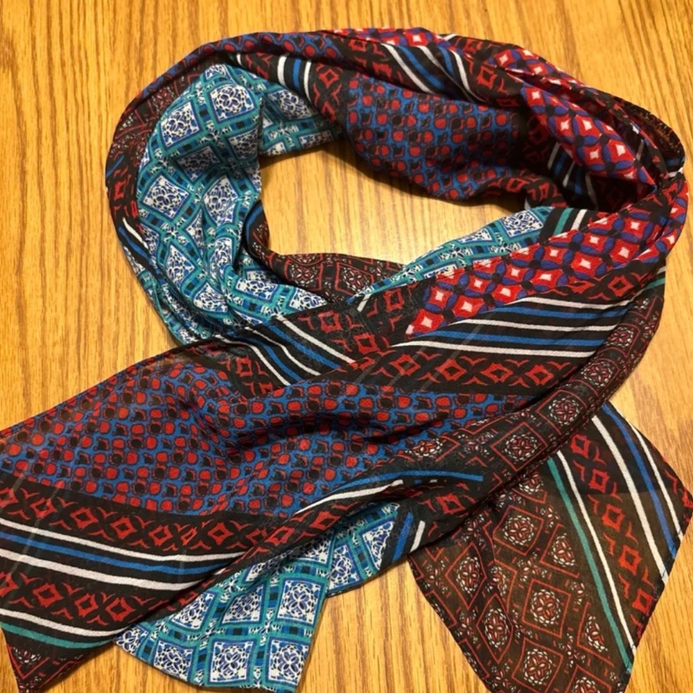 Calvin Klein Blue and Black Geometric Scarf